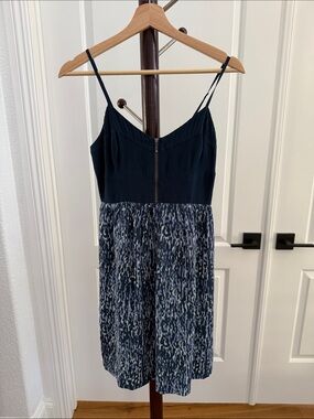 Moulinette Soeurs Navy Bodice Silk Spaghetti-Strap dress
